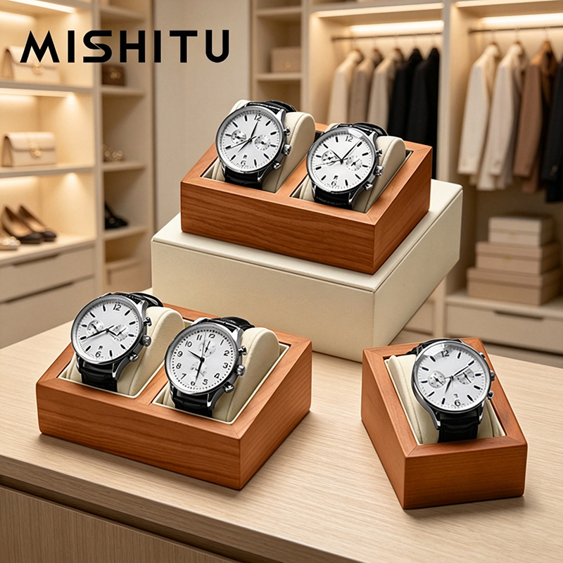 Jewelry Organizer Watches - MISHITU Solidne Drewniane Pudełko na Zegarki